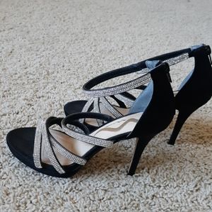 Satin Heels with Crystal Straps